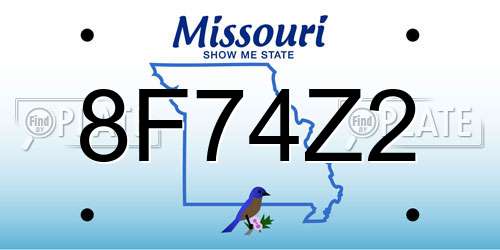 8F74Z2 Missouri License Plate