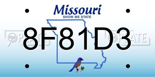 8F81D3 Missouri License Plate