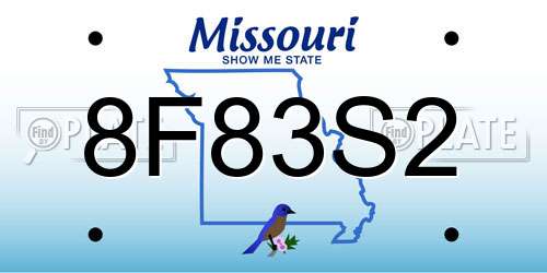 8F83S2 Missouri License Plate