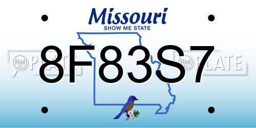 8F83S7 Missouri License Plate