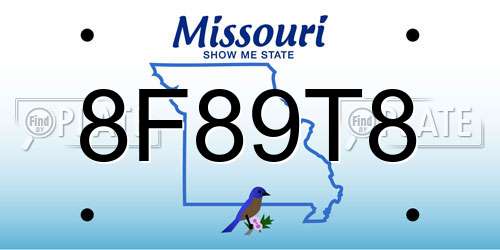 8F89T8 Missouri License Plate