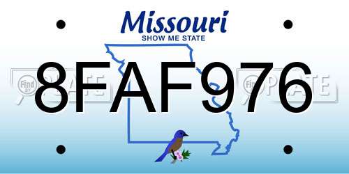8FAF976 Missouri License Plate