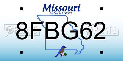 8FBG62 Missouri License Plate