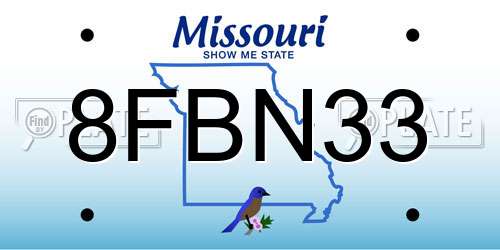 8FBN33 Missouri License Plate