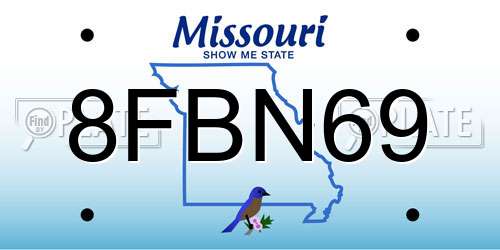 8FBN69 Missouri License Plate