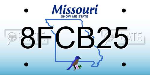 8FCB25 Missouri License Plate