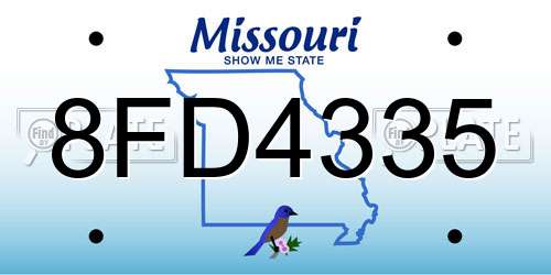 8FD4335 Missouri License Plate