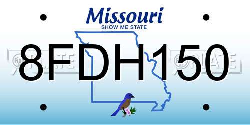 8FDH150 Missouri License Plate