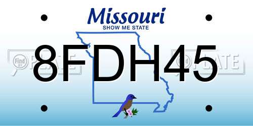 8FDH45 Missouri License Plate
