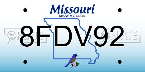 8FDV92 Missouri License Plate