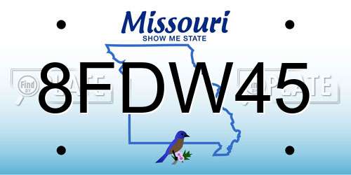 8FDW45 Missouri License Plate