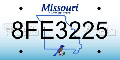 8FE3225 Missouri License Plate