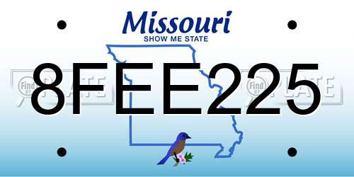 8FEE225 Missouri License Plate