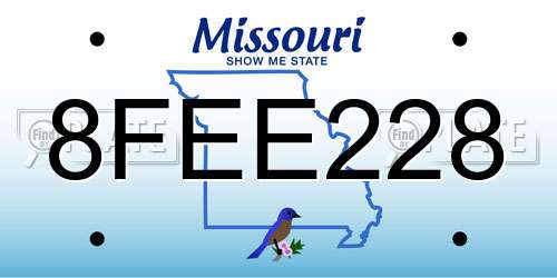 8FEE228 Missouri License Plate
