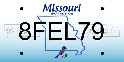 8FEL79 Missouri License Plate