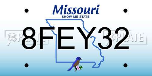 8FEY32 Missouri License Plate