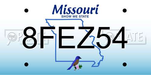 8FEZ54 Missouri License Plate