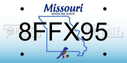 8FFX95 Missouri License Plate