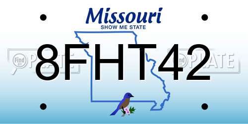 8FHT42 Missouri License Plate
