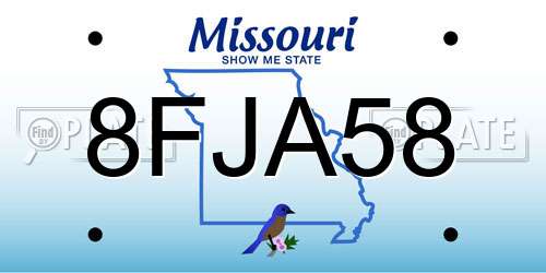 8FJA58 Missouri License Plate