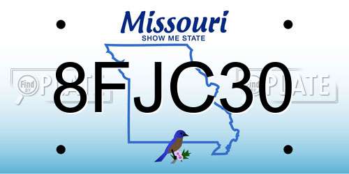 8FJC30 Missouri License Plate