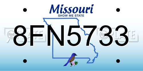 8FN5733 Missouri License Plate