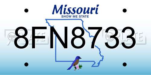 8FN8733 Missouri License Plate