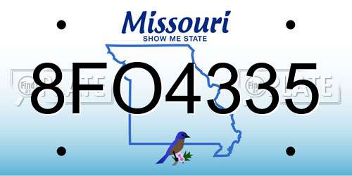 8FO4335 Missouri License Plate