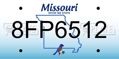8FP6512 Missouri License Plate