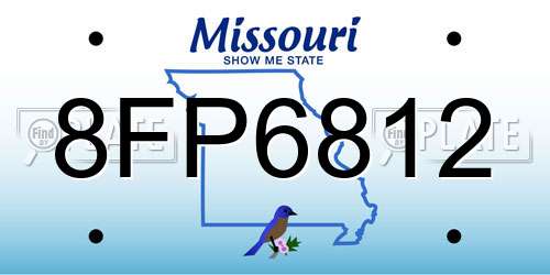 8FP6812 Missouri License Plate