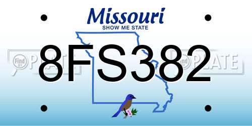 8FS382 Missouri License Plate