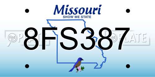 8FS387 Missouri License Plate