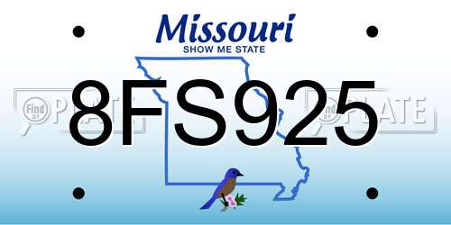8FS925 Missouri License Plate