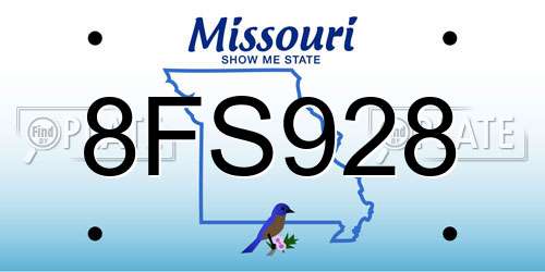 8FS928 Missouri License Plate
