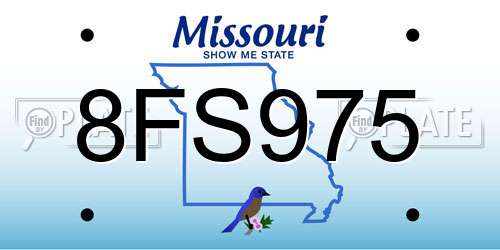 8FS975 Missouri License Plate