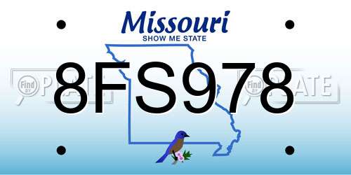 8FS978 Missouri License Plate