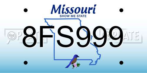 8FS999 Missouri License Plate