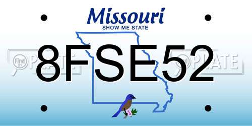 8FSE52 Missouri License Plate