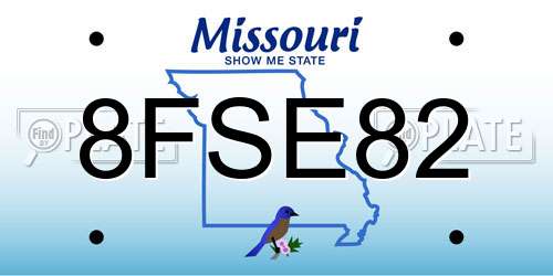 8FSE82 Missouri License Plate
