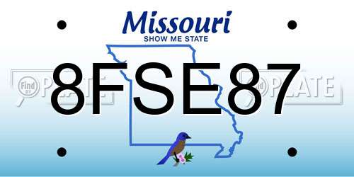 8FSE87 Missouri License Plate