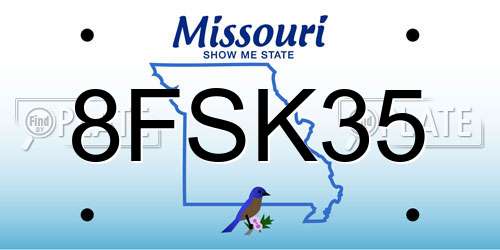 8FSK35 Missouri License Plate