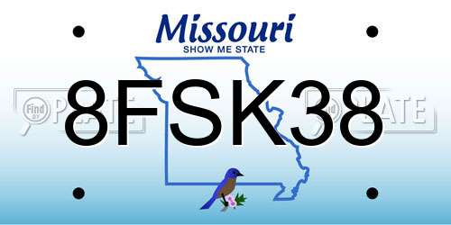 8FSK38 Missouri License Plate