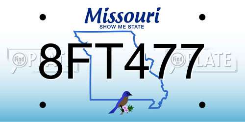 8FT477 Missouri License Plate