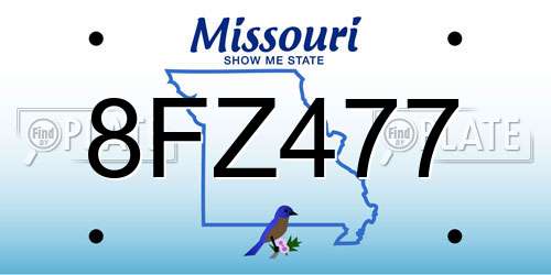 8FZ477 Missouri License Plate