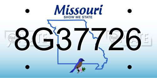 8G37726 Missouri License Plate