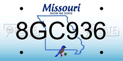 8GC936 Missouri License Plate