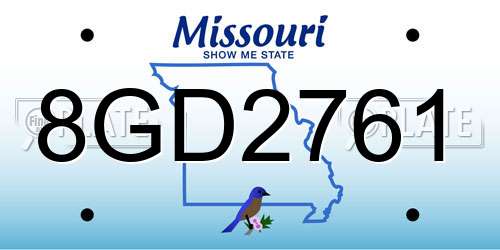 8GD2761 Missouri License Plate