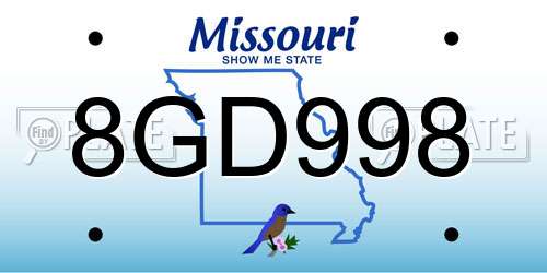 8GD998 Missouri License Plate
