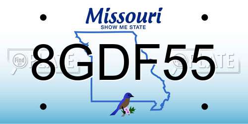 8GDF55 Missouri License Plate