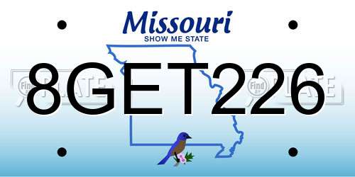 8GET226 Missouri License Plate